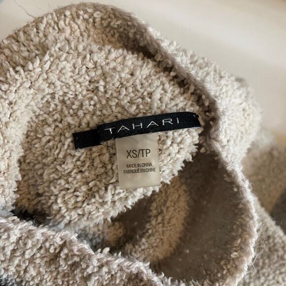 Tahari Sweater Womens XS Extra Small Putty Boucle High Low Mock Neck Pullover - Picture 11 of 13